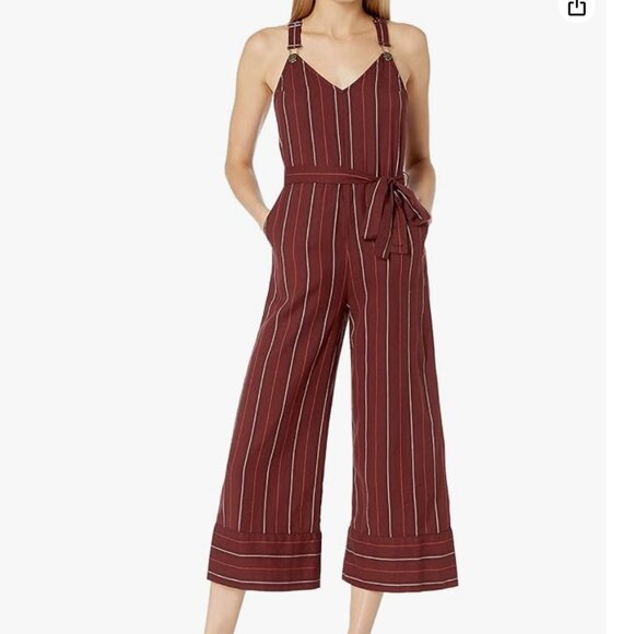 BILLABONG Maroon Striped Wide Leg Overall Size M - Picture 1 of 9
